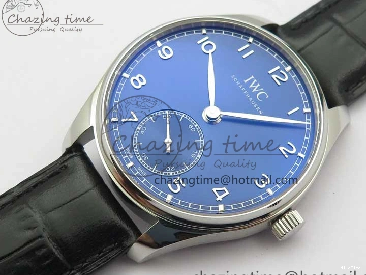 MIROTIME 0112 TimelessDesign Portuguese IW358304 ZF 1:1 Best Edition SS Blue Dial on Leather Strap A 7078